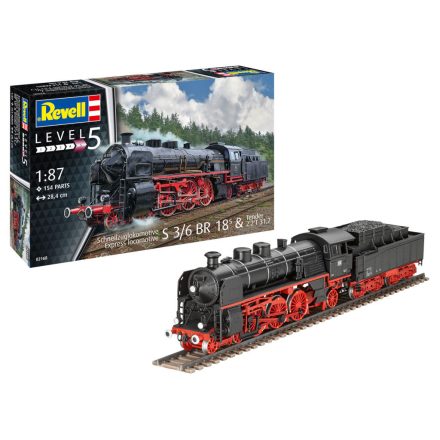 Revell Express Locomotive S3/6 BR18(5) with Tender 2 2 T 1:87 makett mozdony (02168)