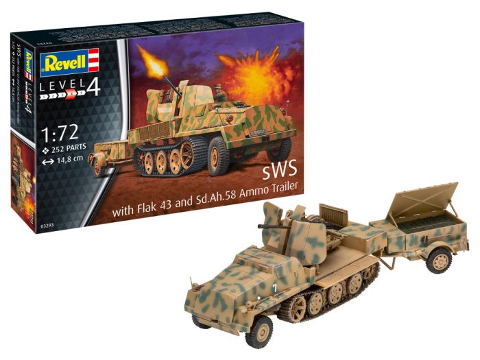 Revell Revell sWS mit Flak-Aufbau als Sfl. mit 3,7cm Flak 43 1:72 makett harcjármű (03293)