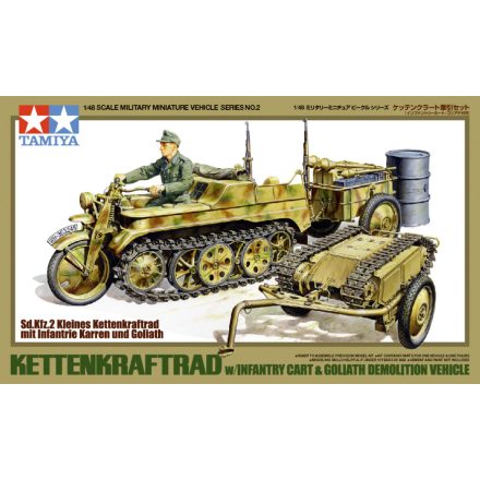 Tamiya Kettenkraftrad with Infantry Cart & Goliath Vehicle  1:48 makett harcjármű (300032502)