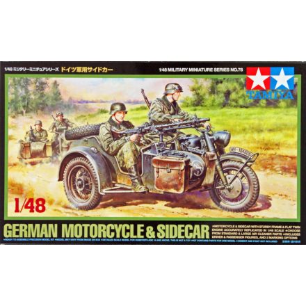Tamiya German Motorcycle & Sidecar  1:48 makett harcjármű (300032578)