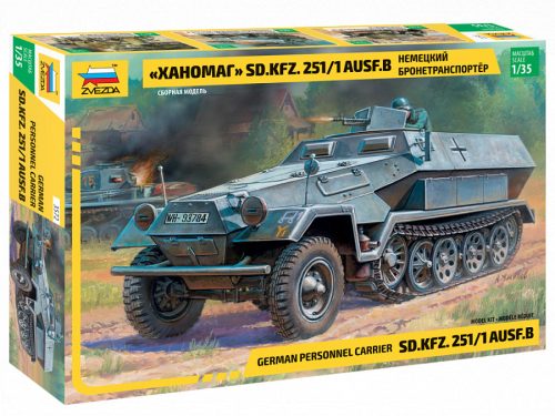 Zvezda Armored carrier Sd.Kfz. 251/1 Hanomag katonai jármű makett 3572