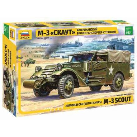 Zvezda M3 Armored Scout Car makett harcjármű (3581)