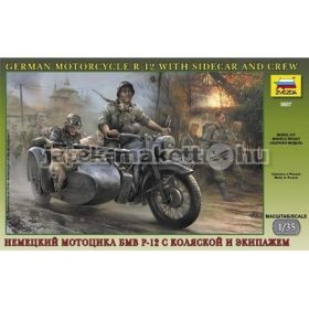   Zvezda Zvezda German WWII Sidecar R12 with crew 1:35 makett harcjármű (3607)