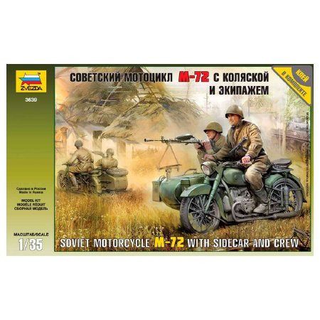 Zvezda Zvezda Military Soviet WWII Motorcycle M-72  makett figura 1:35 (3639)