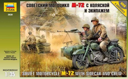 Zvezda Soviet Motorcycle М-72 katonai jármű makett 3639