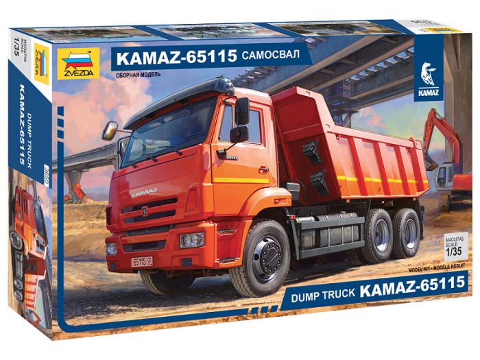 Zvezda Zvezda Kamaz 65115 dump truck 1:35 makett teherautó (3650)