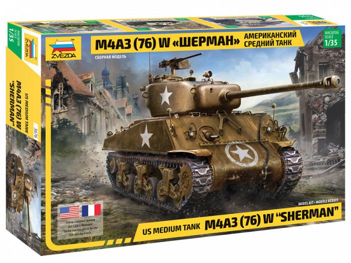 Zvezda Zvezda M4 A3 76mm Sherman 1:35 makett harcjármű (3676)