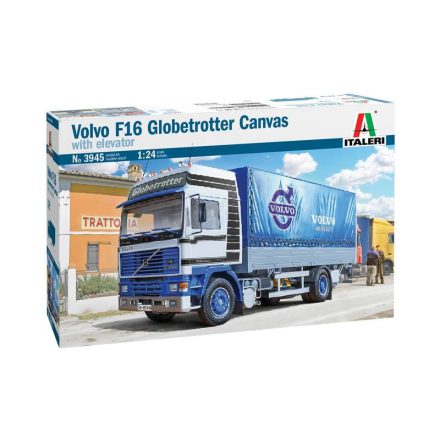 Italeri Volvo F16 Globetrotter Canvas with elevator  1:24 makett kamion (3945s)