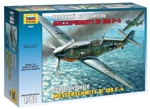 Zvezda German fighter Messerschmitt Bf-109F4 katonai repülő makett 4806