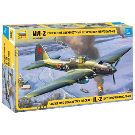 Zvezda IL-2 shturmovik mod.1943 1:48 makett repülő (4826)