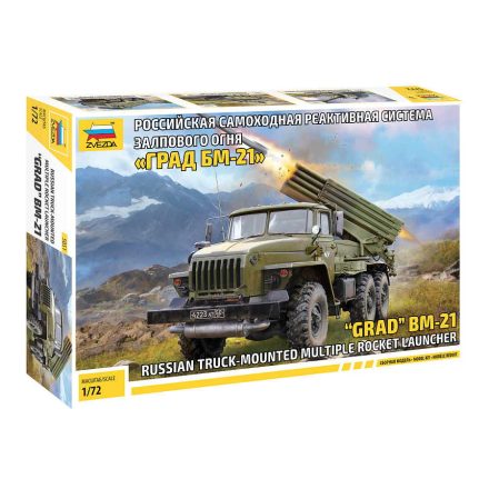 Zvezda BM-21 Grad 1 Rocket Laucnher 1:72 makett harcjármű (5051)