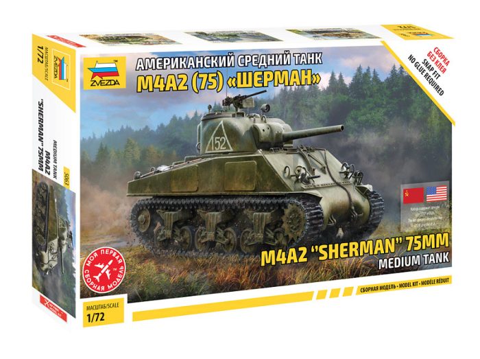 Zvezda Zvezda M4 A2 75mm Sherman 1:72 makett harcjármű (5063)