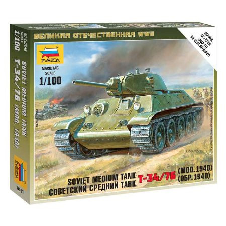 Zvezda Zvezda Soviet Medium Tank T-34/76 1:100 makett harcjármű (6101)