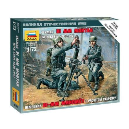 Zvezda German 81 mm Mortar with Crew 1939-1942 1:72 makett harcjármű (6111)