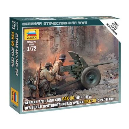 Zvezda German Anti-Tank Gun PAK-36 with Crew makett figura 1:72 (6114)