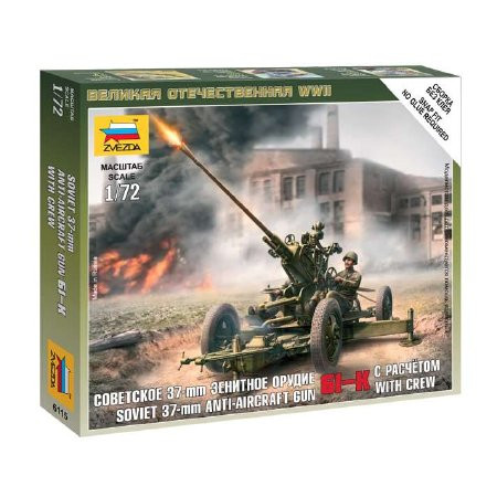 Zvezda Zvezda Soviet 37 mm Anti-Aircraft Gun 61-K with Crew 1:72 makett harcjármű (6115)