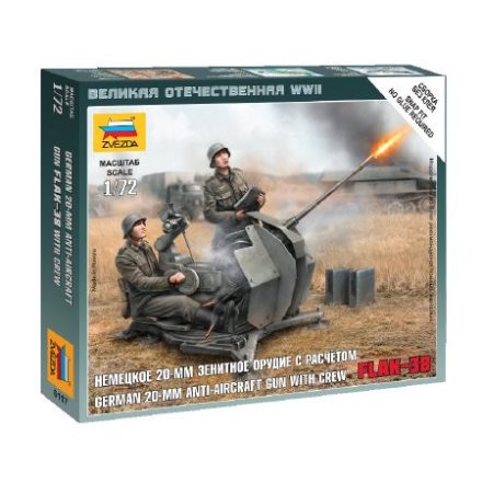 Zvezda German 20 mm Anti-Aircraft Gun with Crew 1:72 makett harcjármű (6117)