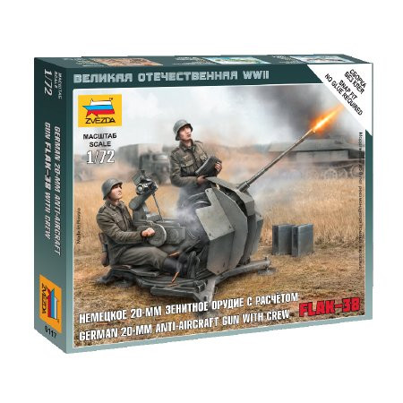 Zvezda Zvezda German 20 mm Anti-Aircraft Gun with Crew 1:72 makett harcjármű (6117)
