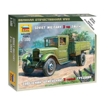 Zvezda Soviet Military 3 Ton Truck ZIS-5 1:100 makett harcjármű (6124)