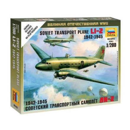 Zvezda Li-2 Soviet Transport Plane 1:200 makett repülő (6140)