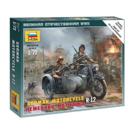 Zvezda German Motorcycle R-12 makett figura 1:72 (6142)
