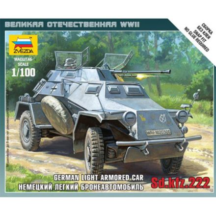 Zvezda Sd.Kfz.222 Armored Car 1:100 makett harcjármű (6157)
