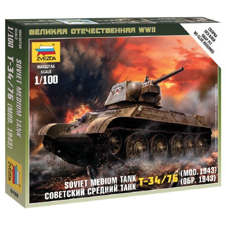 Zvezda Zvezda Soviet Medium Tank T-34-76 mod.1942 1:100 makett harcjármű (6159)