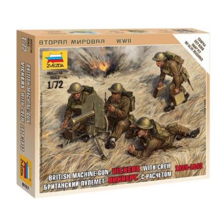 Zvezda British Machine Gun w/crew 39-42 makett figura 1:72 (6167)