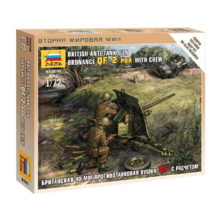 Zvezda British QF 2-pdr Anti Tank Gun w/crew makett figura 1:72 (6169)