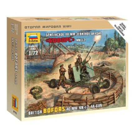 Zvezda British Bofors 40mm Mk-2 AA-Gun makett figura 1:72 (6170)