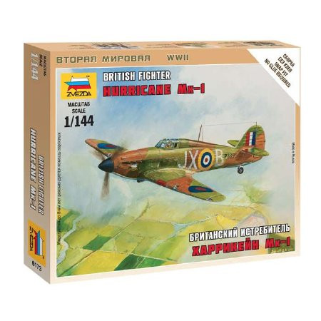 Zvezda Zvezda British Fighter Hurricane Mk-1 1:144 makett repülő (6173)