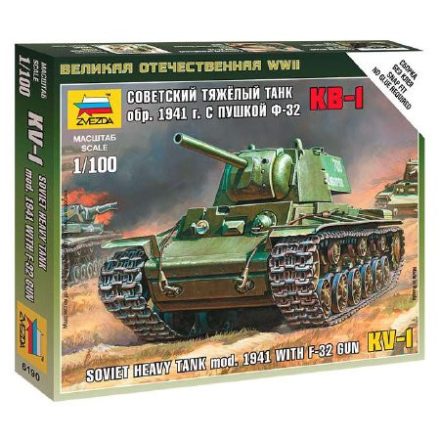 Zvezda KV-1 with F-32 Gun 1:100 makett harcjármű (6190)