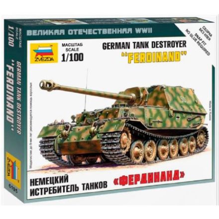 Zvezda Sd.Kfz.184 Ferdinand Heavy Tank Destroyer 1:100 makett harcjármű (6195)