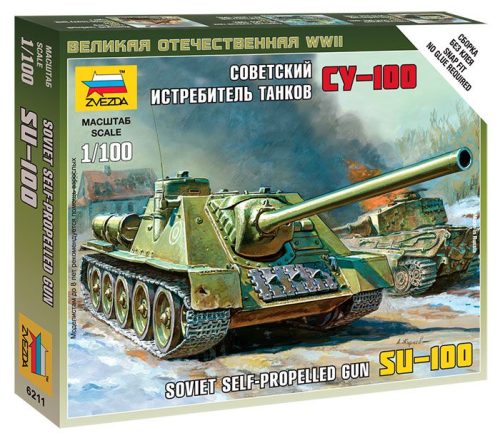 Zvezda SU-100 - Soviet Self-Propelled Gun tank harcjármű makett 6211