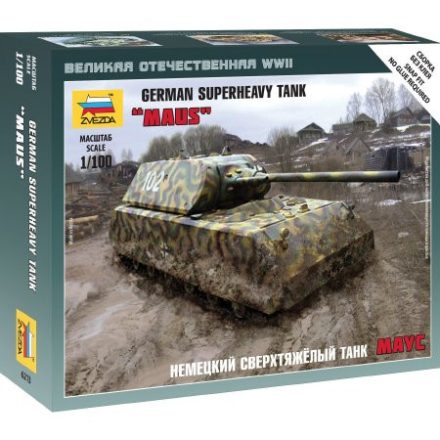 Zvezda German Superheavy Tank Maus 1:100 makett harcjármű (6213)