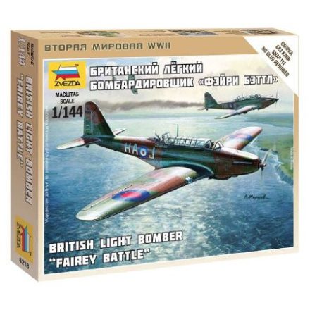 Zvezda British Light Bomber Fairey Battle 1:144 makett repülő (6218)
