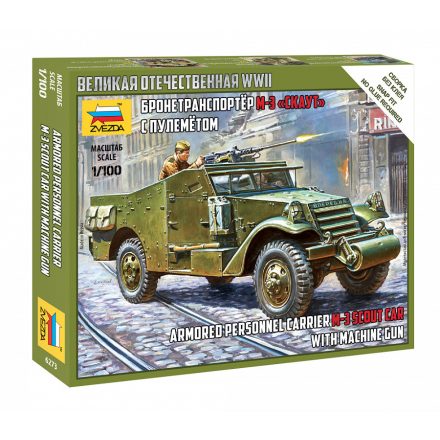Zvezda Soviet M-3 Scout Car with Machine Gun 1:100 makett harcjármű (6273)