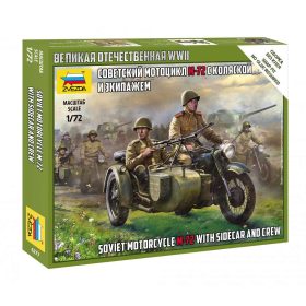   Zvezda Zvezda Soviet M-72 Sidecar Motorcycle w/Crew makett figura 1:72 (6277)