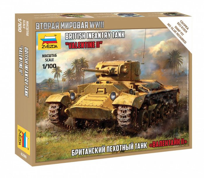 Zvezda Zvezda British Infantry Tank Valentine II 1:100 makett harcjármű (6280)
