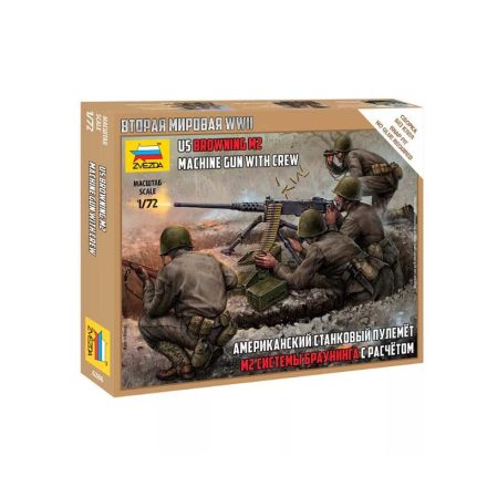 Zvezda US machine gun Browning with crew 1:72 makett harcjármű (6286)