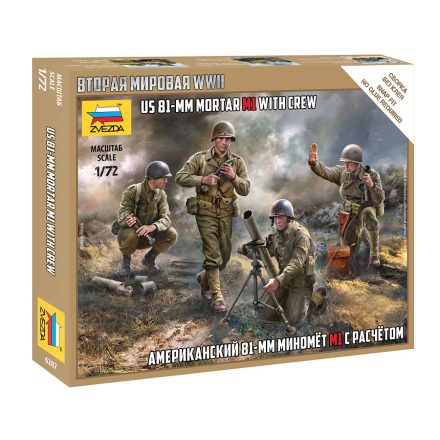 Zvezda US 81mm Mortar w/crew 1:72 makett figura (6287)