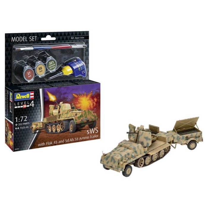 Revell Revell sWS with Flak43 and Sd.Ah58 Ammo Trailer 1:72 (63293) makett szett kiegészítőkkel