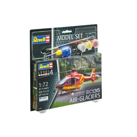 Revell EC 135 Air-Glaciers makett 1:72 makett készlet kiegészítőkkel (64986)