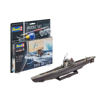 Revell German Submarine Type VII C/41 1:1200 makett készlet kiegészítőkkel (65154)