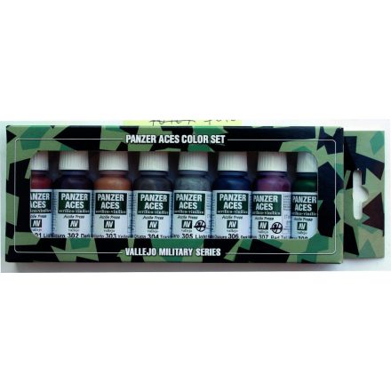 Vallejo 70122 Panzer Aces - Rust, Tracks, Rubber Paint set Paint set