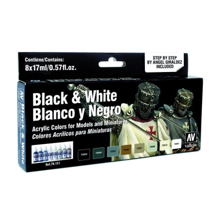 Vallejo 70151 Model Color - Black & White by Angel Giraldez Paint set