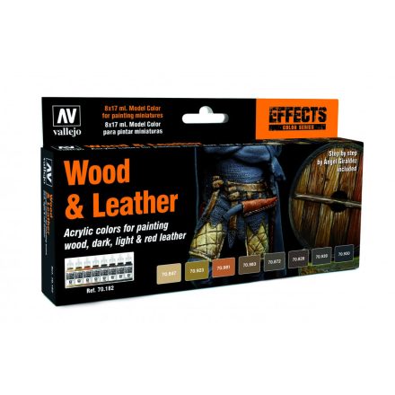 Vallejo 70182 Model Color - Wood & Leather By Angel Giraldez Paint set