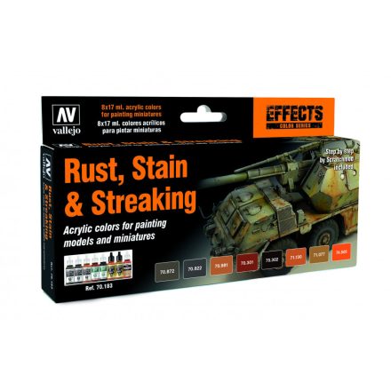 Vallejo 70183 Model Color - Rust, Stain & Streaking by Scratchmod Paint set