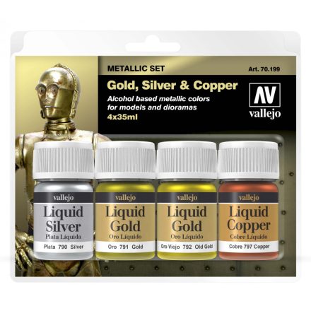 Vallejo 70199 Liquid Gold - Gold, Silver & Copper Paint set