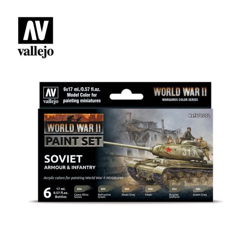 Vallejo WWII Soviet Armour & Infantry festék szett 70202
